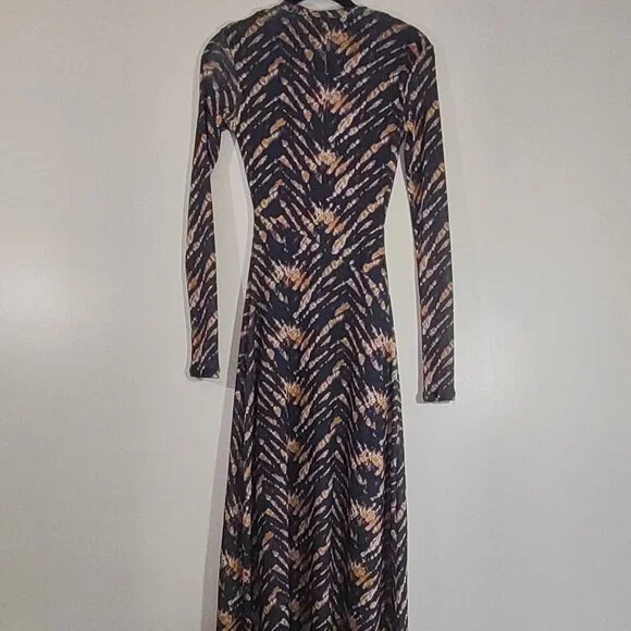 Topshop Tie-Dye Mesh Dress Sheer Sleeves Bodycon Whimsigoth Wicked Indie Size 2 - Picture 7 of 9